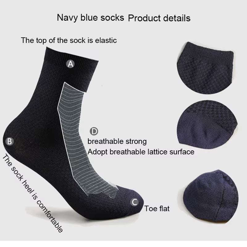 10 Pairs/Lot Men'S Bamboo Fiber Socks 2025 New Compression Autumn Long Black Business Casual Man Dress Sock Gift plus Size 42-45