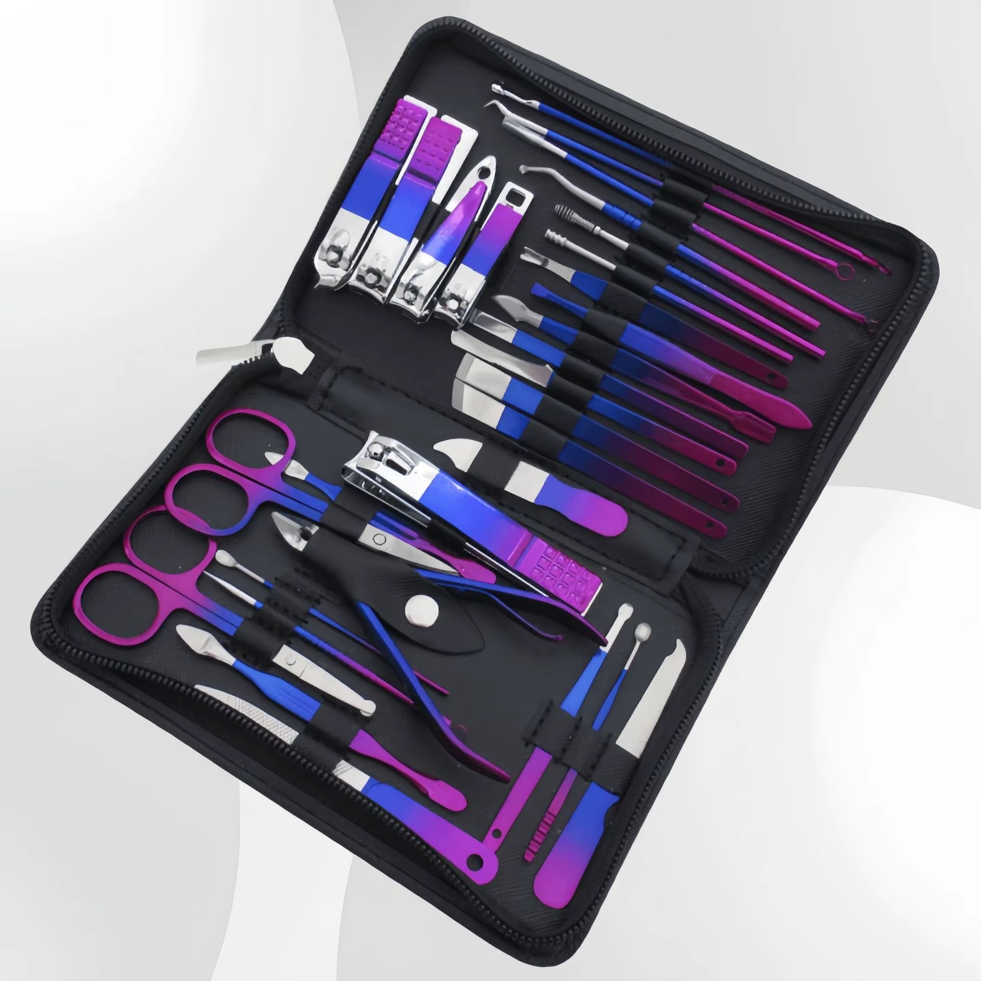 9-18Pcs Set Professional Stainless Steel Manicure & Pedicure Kit Precision Nail Care with Travel Case with Nail Clipper Scissor